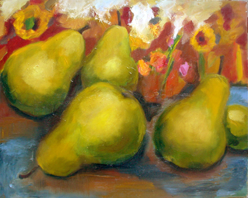 pears with flowers